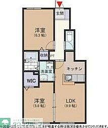 名古屋臨海高速あおなみ線 港北駅 徒歩15分の賃貸アパート 1階2LDKの間取り