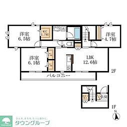 名鉄名古屋本線 新木曽川駅 徒歩4分の賃貸マンション 2階2LDKの間取り