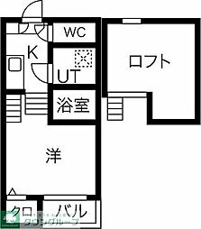 名古屋市営鶴舞線 川名駅 徒歩8分の賃貸アパート 2階1Kの間取り