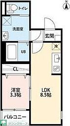名鉄名古屋本線 神宮前駅 徒歩11分の賃貸アパート 1階1LDKの間取り