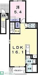 カルム笠寺 2階1LDKの間取り