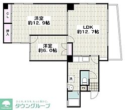 名古屋市営鶴舞線 浅間町駅 徒歩5分の賃貸マンション 2階2LDKの間取り