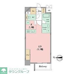 JR中央本線 鶴舞駅 徒歩7分の賃貸マンション 2階ワンルームの間取り