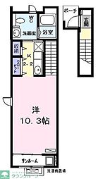 名鉄名古屋本線 山王駅 徒歩7分の賃貸アパート 2階1Kの間取り