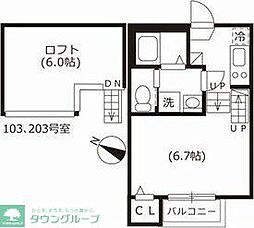 名古屋市営名港線 六番町駅 徒歩8分の賃貸アパート 2階1Kの間取り
