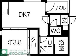 名古屋市営名港線 六番町駅 徒歩5分の賃貸アパート 3階1DKの間取り