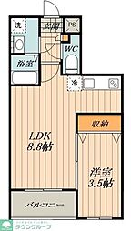レジデンス中村公園 1LDKの間取図画像