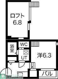 名古屋市営名城線 熱田神宮伝馬町駅 徒歩5分の賃貸アパート 2階1Kの間取り