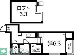 名古屋市営名港線 六番町駅 徒歩8分の賃貸アパート 2階1Kの間取り