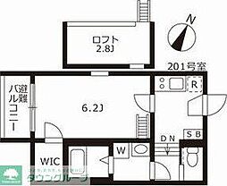 名鉄名古屋本線 山王駅 徒歩7分の賃貸アパート 2階1Kの間取り