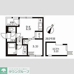名鉄名古屋本線 山王駅 徒歩7分の賃貸アパート 2階1DKの間取り