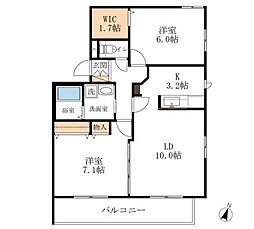 ドエルストークIII 2階2LDKの間取り