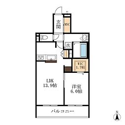 メゾン天白公園東E 2階1LDKの間取り