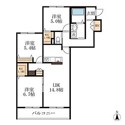 メゾン天白公園東E 2階3LDKの間取り