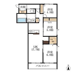 メゾン天白公園東E 3階3LDKの間取り