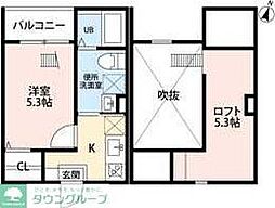 フォルゴーレ2 1Kの間取図画像