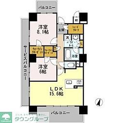 名古屋臨海高速あおなみ線 ささしまライブ駅 徒歩5分の賃貸マンション 15階2LDKの間取り