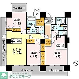 名古屋臨海高速あおなみ線 ささしまライブ駅 徒歩5分の賃貸マンション 19階3LDKの間取り