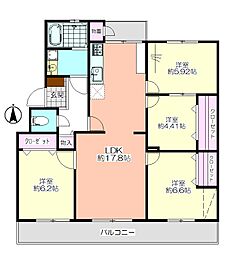 奈多団地21 4LDKの間取図画像
