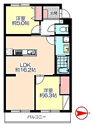 エメラルドマンション高木 2LDKの間取図画像