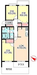 サンハイツ大楠12 3LDKの間取図画像