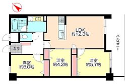 ロワールマンションピュアやよい坂2 3LDKの間取図画像