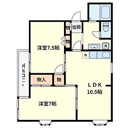 グレイス・キゲツ 2LDKの間取図画像