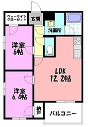 ラルジュテール 2LDKの間取図画像