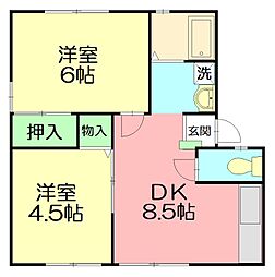 アーバン松が岡 2DKの間取図画像