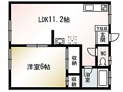 長後ハイツ 1LDKの間取図画像
