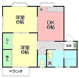 ブランドールカマクラ 2DKの間取図画像