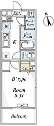 リブリ・agington 1Kの間取図画像