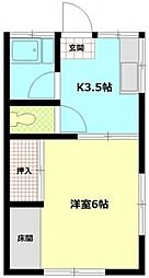 光ハイツ 1Kの間取図画像