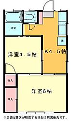 清湘ハイツ 2Kの間取図画像
