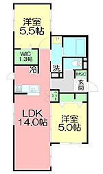 グリーンハイムK 2LDKの間取図画像
