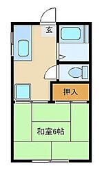 サンフォーブル 1Kの間取図画像