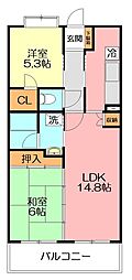 サニーコーポ1 2LDKの間取図画像