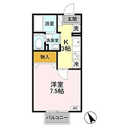 レフィナード鵠沼 1Kの間取図画像