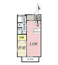 ラフール湘南 1LDKの間取図画像