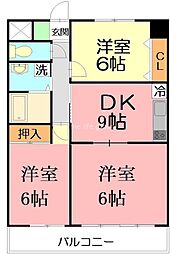 リステージ湘南川名 3階3DKの間取り