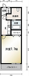 ルミエール 1Kの間取図画像