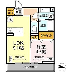 レンブランサ湘南台 1LDKの間取図画像