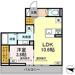 ゼラニウム湘南台 1LDKの間取図画像