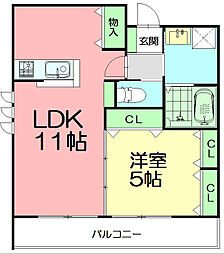 ウィステリア鵠沼 2階1LDKの間取り