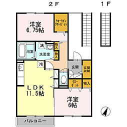 COZYCOURT湘南 2LDKの間取図画像
