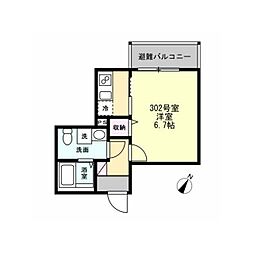 ベイルームプレミア湘南台 1Kの間取図画像