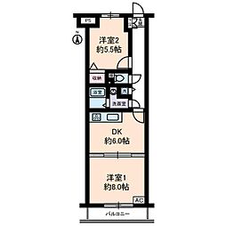 クリオ辻堂参番館 2DKの間取図画像
