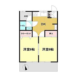 吉川ハイツ 2DKの間取図画像