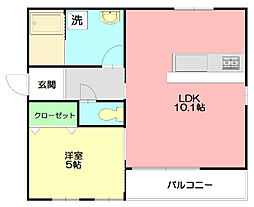 ジュネス3 1LDKの間取図画像