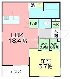 ヘーベルメゾン湘南本町 1LDKの間取図画像